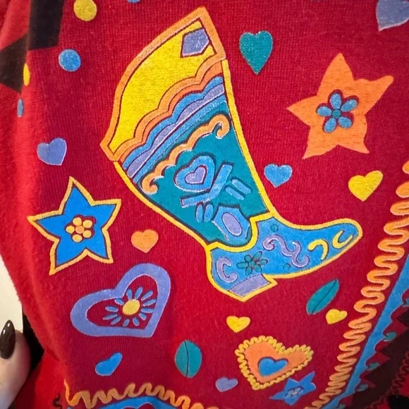 Western Painted Fringe Vest Cowgirl Rodeo Boho Country Vintage 90’s Fun Colorful - Picture 3 of 11